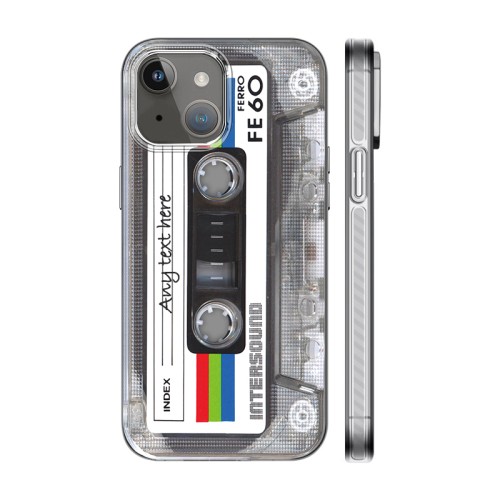 Maxsnacy Case for iPhone 15, 3D Effect Silver with Cassette Tape Design