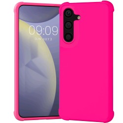 Maxsnacy Neon Hot Pink Case for Samsung Galaxy S24 5G, Shockproof Bumper Protective Cover Flexible TPU Raised Bezel Hybrid Design Slim Fit with Airbag Corners